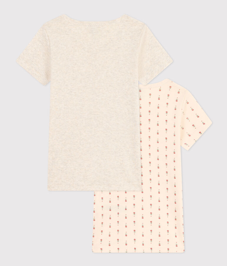 Lot de 2 tee-shirts &agrave; manches courtes fleur en coton enfant multicouleur
