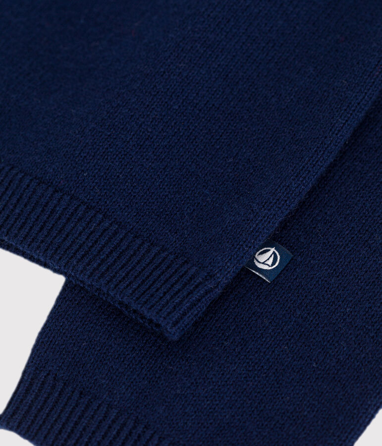 Cardigan enfant en laine et coton uni bleu