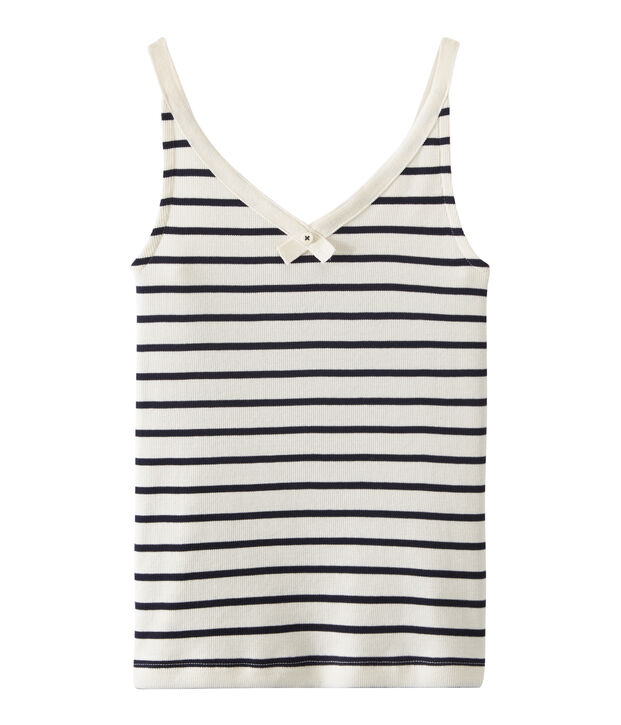 Hemdjes 100 jaar comfort vrouw wit/blauw