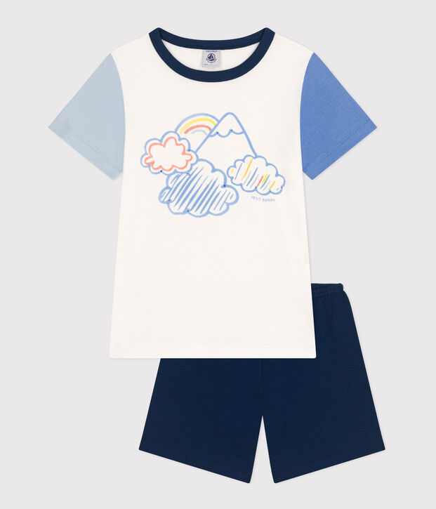 Effen korte pyjama van katoen voor kinderen blauw/multicouleur