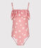 Eendelig badpak met bloemenprint voor kinderen roze CHARME/wit MARSHMALLOW