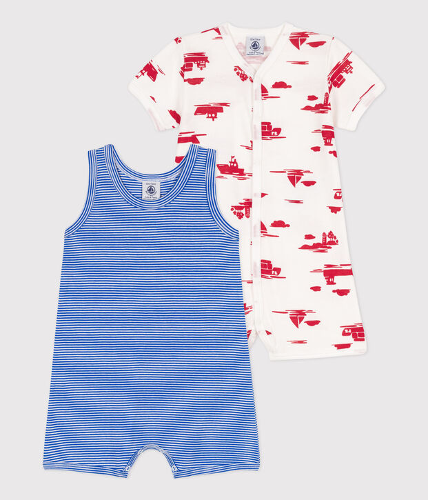 Set met 2 korte playsuits van katoen voor baby's multicouleur