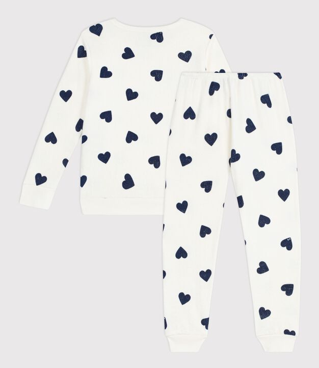 Pyjama enfant en coton &eacute;ponge imprim&eacute; c&oelig;urs bleu/bleu