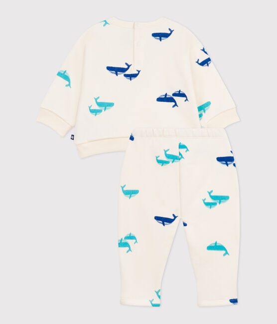 Ensemble sweatshirt et pantalon bébé en coton imprimé baleine MILK/ MULTICO