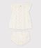 Robe manches courtes fruitée avec bloomer bébé fille en tubique chaine et trame en coton biologique blanc MARSHMALLOW/blanc MULTICO