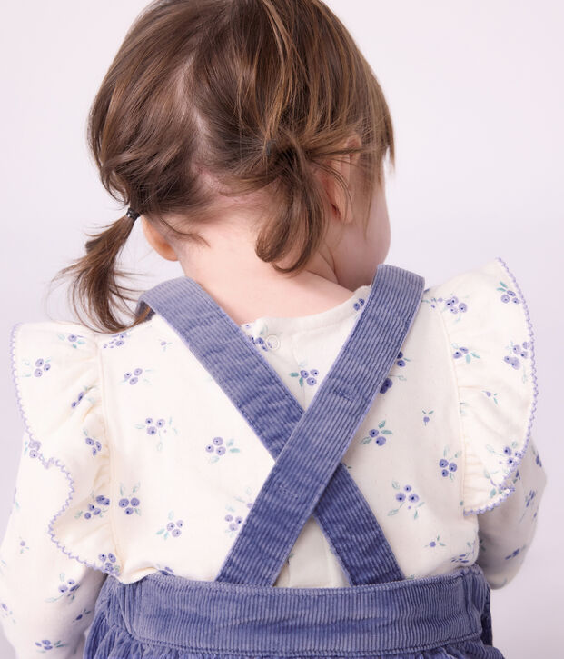 Blouse b&eacute;b&eacute; en coton manches longues imprim&eacute;e fleurs &eacute;cru/multicouleur
