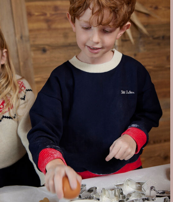 Sweatshirt bedrukt in fleece voor jongens en meisjes blauw SMOKING