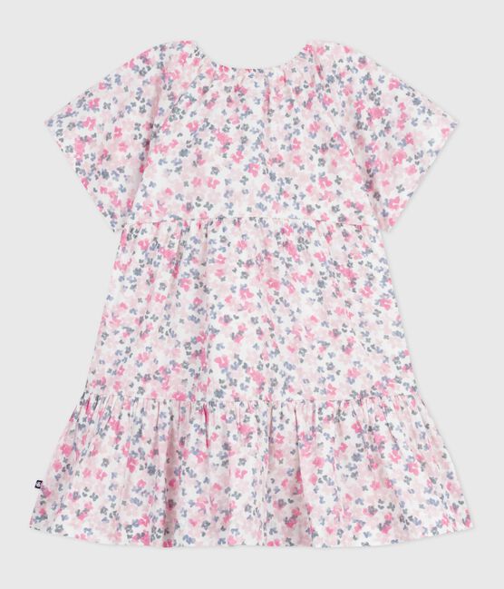 Robe enfant en coton manches courtes imprimée blanc MARSHMALLOW/blanc MULTICO