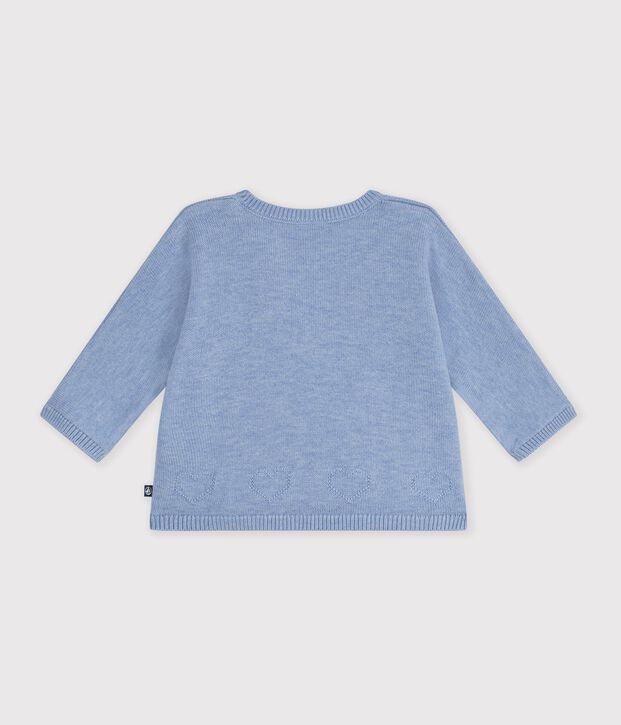 Brassi&egrave;re b&eacute;b&eacute; cache-c&oelig;ur en tricot laine et coton ajour&eacute; bleu clair