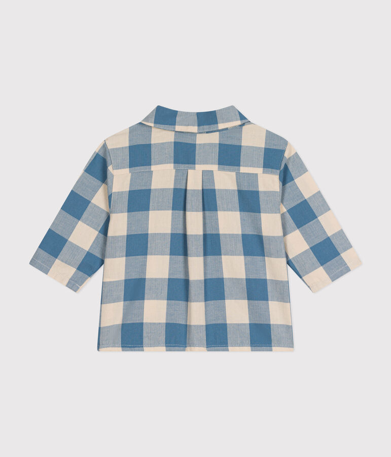 Chemise en flanelle b&eacute;b&eacute; bleu/&eacute;cru