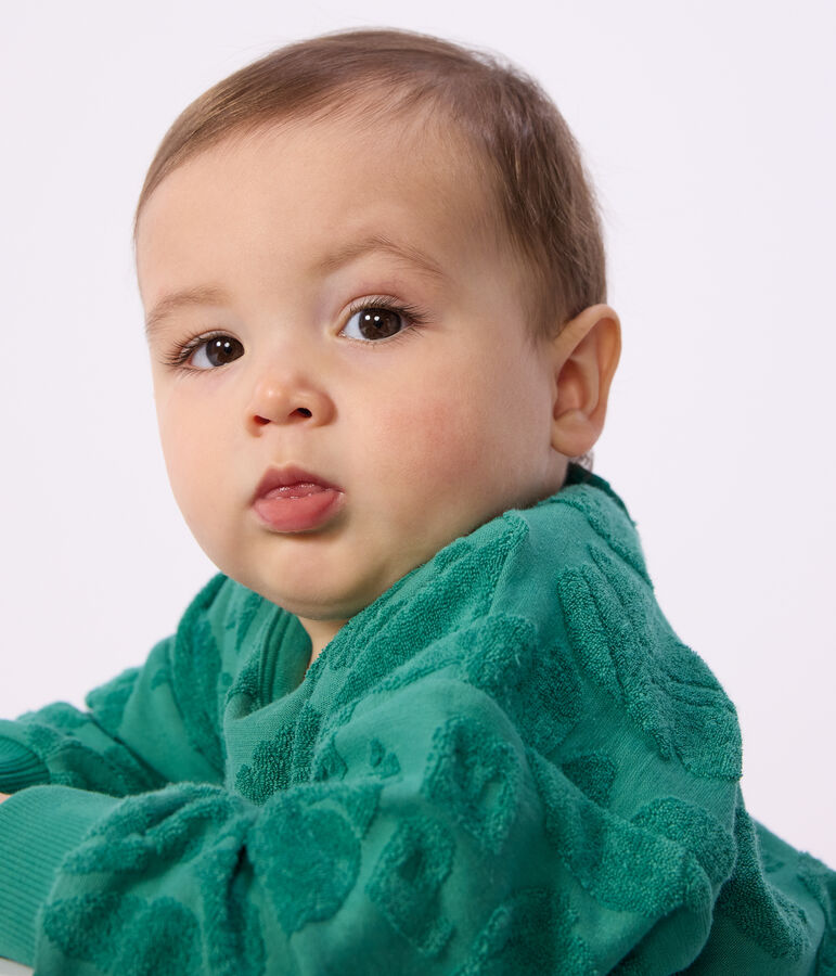 Sweatshirt &agrave; capuche b&eacute;b&eacute; en coton motifs palmiers vert