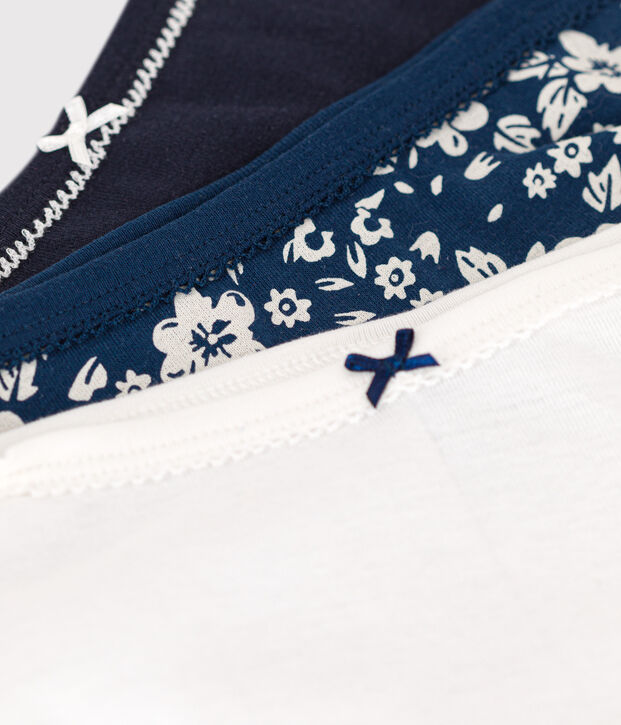 Set van 3 meisjesslips met bloemetje in katoen multicouleur