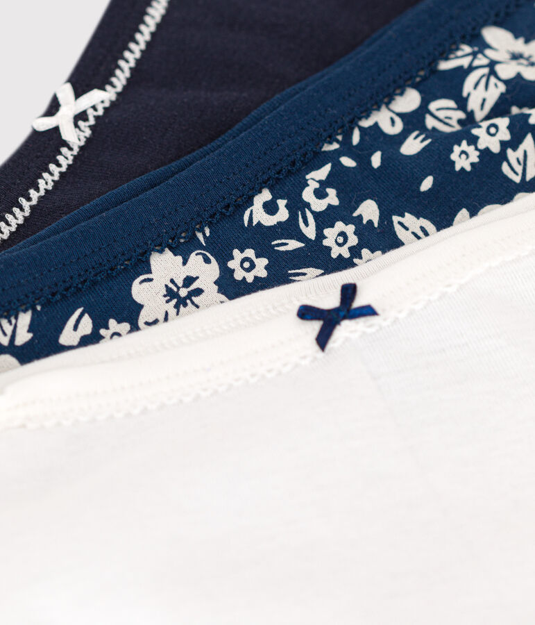 Set van 3 meisjesslips met bloemetje in katoen multicouleur