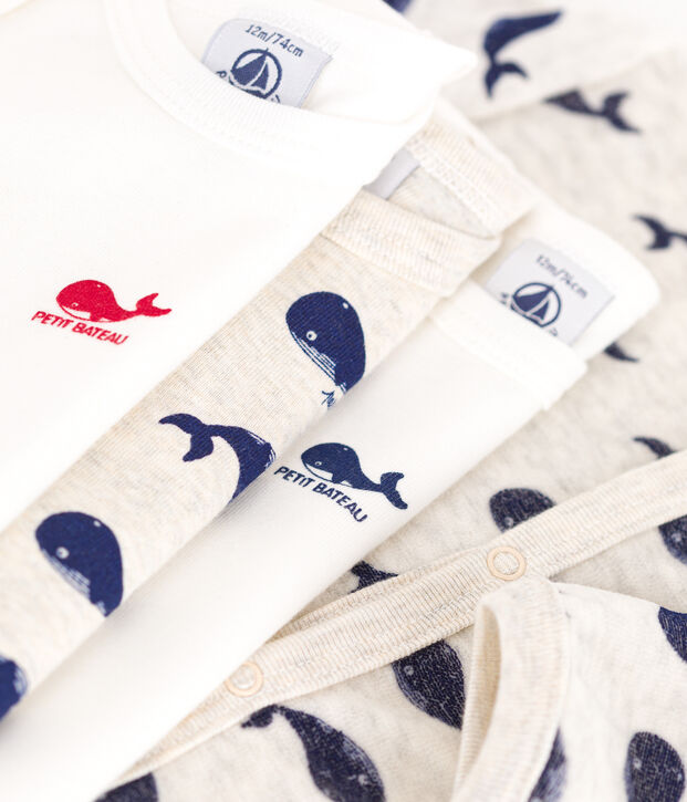 Setje met 1 babypyjama en 3 body's met walvissenprint multicouleur