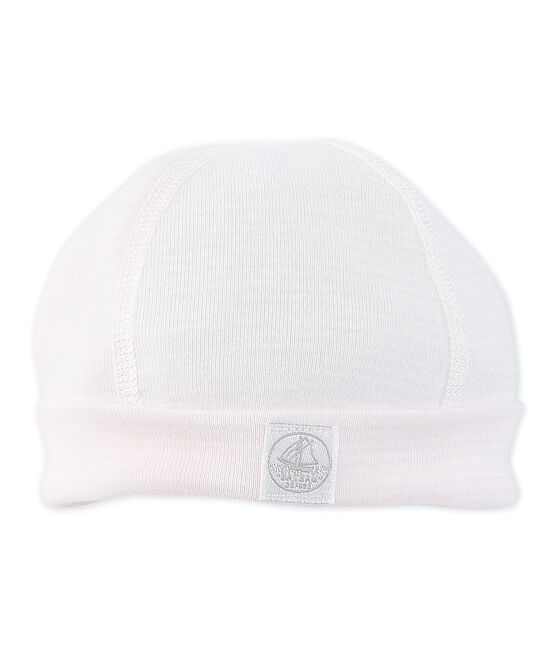 Bonnet de naissance bébé rayé milleraies rose VIENNE/blanc LAIT
