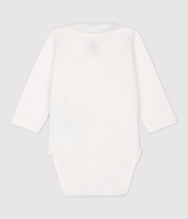 Body &agrave; col b&eacute;b&eacute; gar&ccedil;on en coton biologique blanc