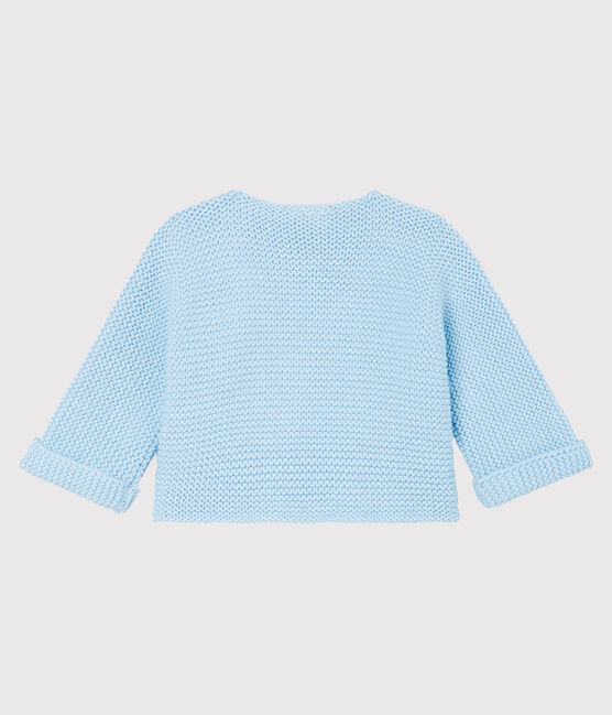 Cardigan bébé en tricot 100% coton bleu TOUDOU
