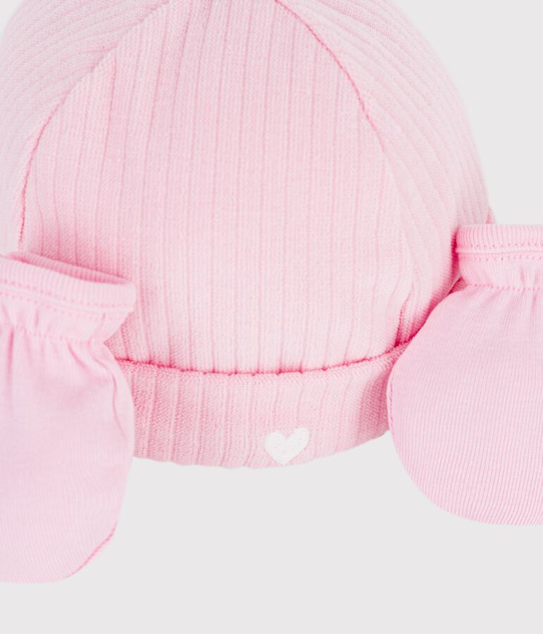 Set van katoenen babymuts en -wanten variante 1
