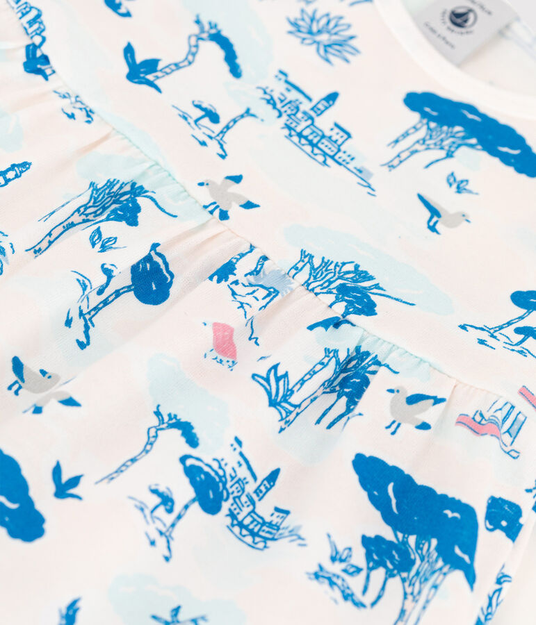 Mouwloze jersey jurk met print voor babymeisjes wit/multicouleur