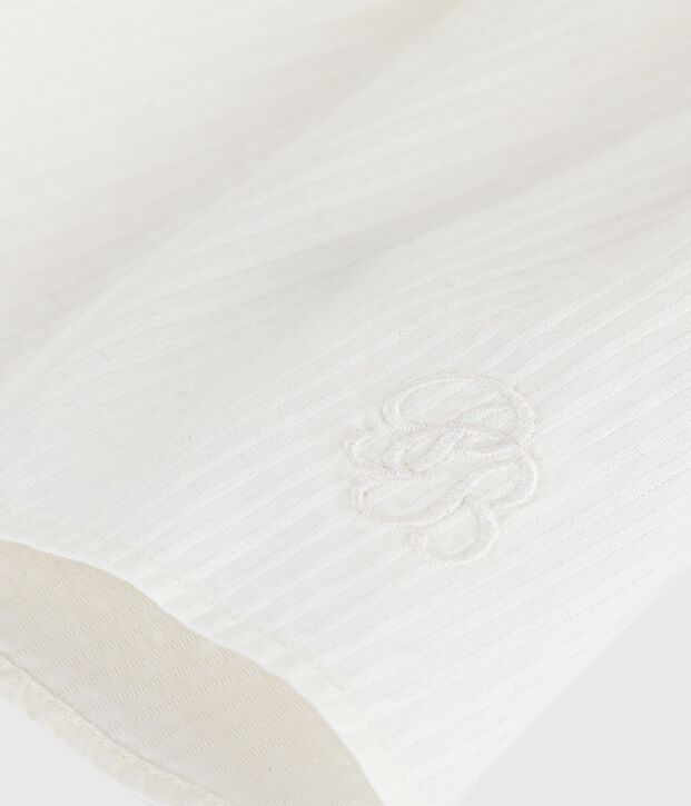 Effen babybloesje met korte mouwen van poplin katoen wit