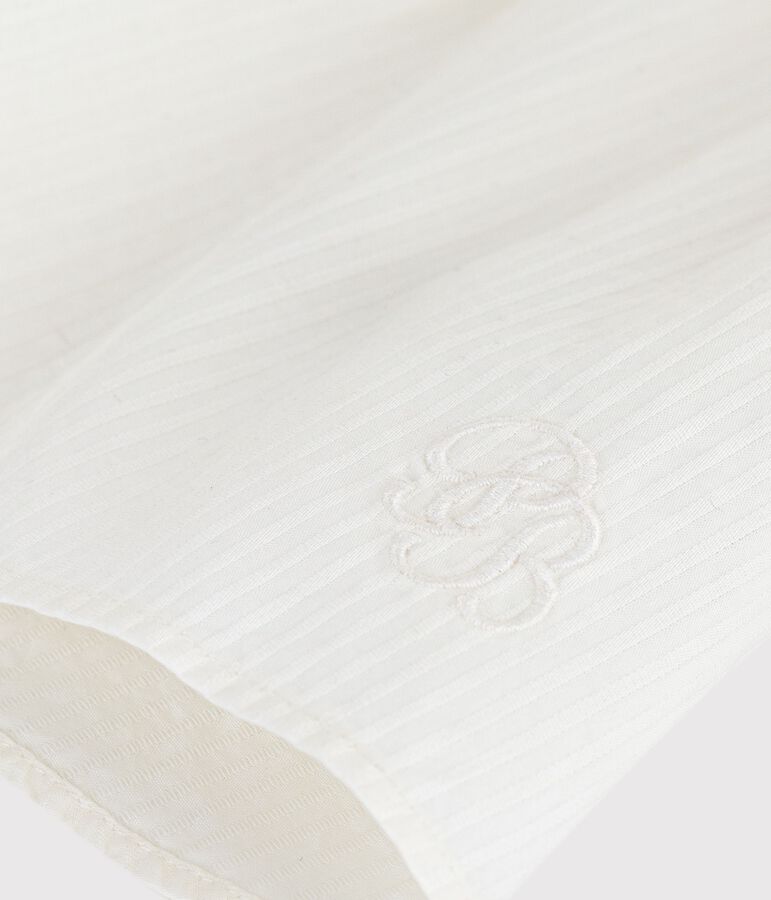 Effen babybloesje met korte mouwen van poplin katoen wit MARSHMALLOW