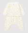 Ensemble 2 pièces imprimé soleil en tubique bio bébé blanc MARSHMALLOW/ ORGE