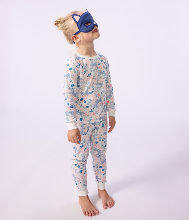 Katoenen verkleedpyjama met bloemenprint voor kinderen wit/multicouleur