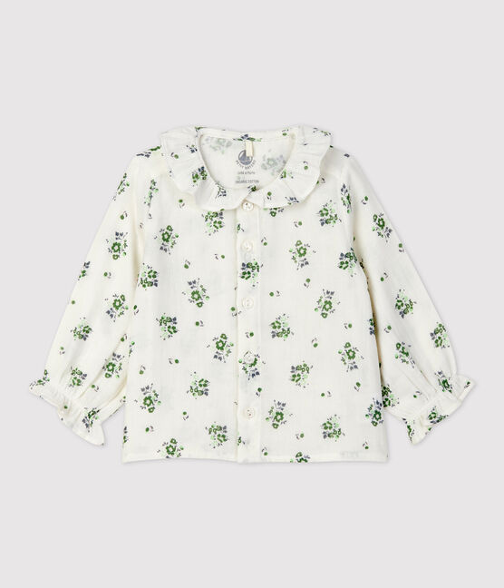 Blouse imprimé fleuri en gaze de coton bio bébé blanc MARSHMALLOW/blanc MULTICO
