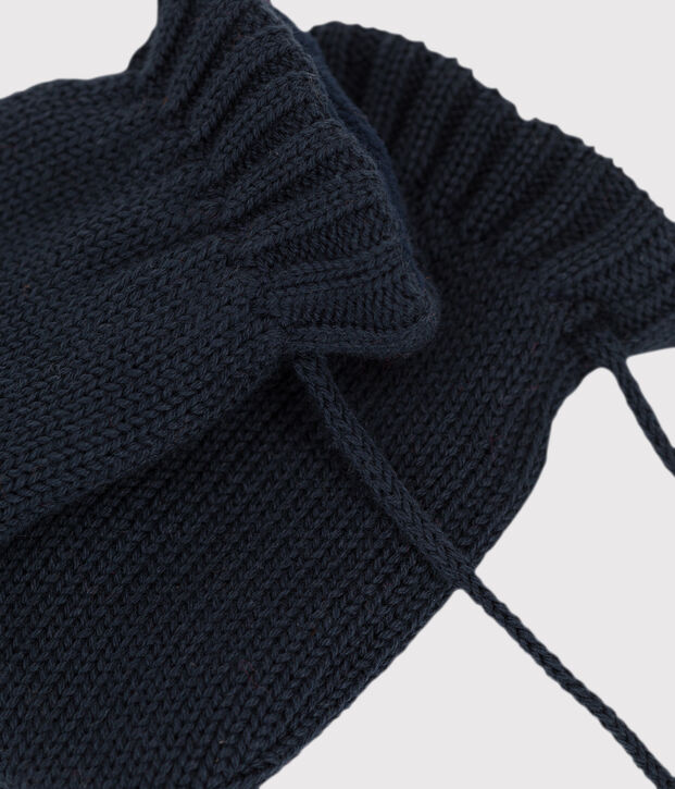 Moufles b&eacute;b&eacute; en tricot doubl&eacute;es en polaire recycl&eacute;e bleu marine