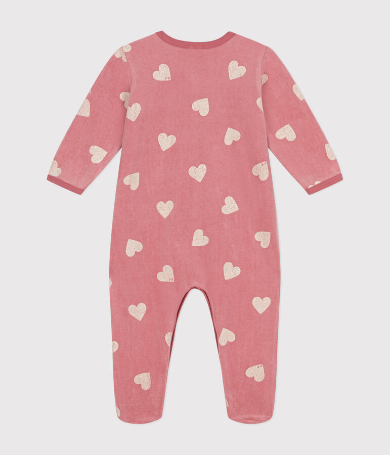 Fluwelen babypyjama met hartjesmotief roze ROSEWOOD/ MARSHMALLOW