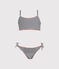 Maillot de bain 2 pièces fille bleu ABYSSE/blanc LAIT