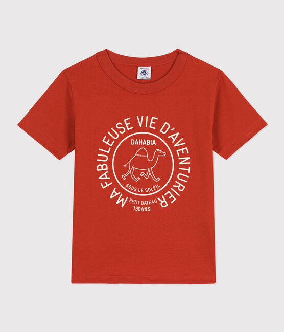 Katoenen T-shirt met korte mouwen voor jongens rood HARISSA