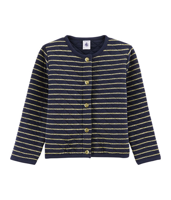 Cardigan en tubique enfant fille bleu OR/bleu SMOKING