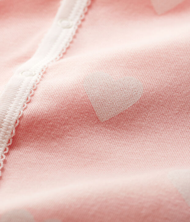 Roze playsuit voor babymeisjes van biologisch katoen roze/wit