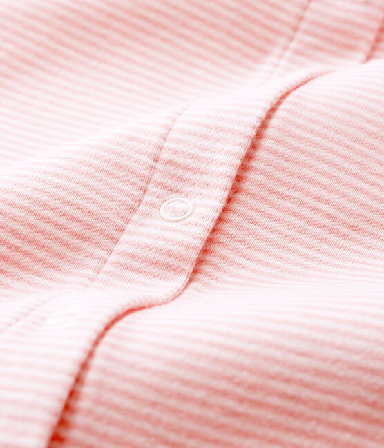 Bodyjama zonder voetjes babymeisje van gebreide stof roze CHARME/wit MARSHMALLOW