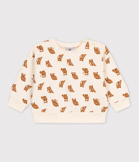 Sweatshirt bébé imprimé hiboux en coton blanc AVALANCHE/ ECUREUIL