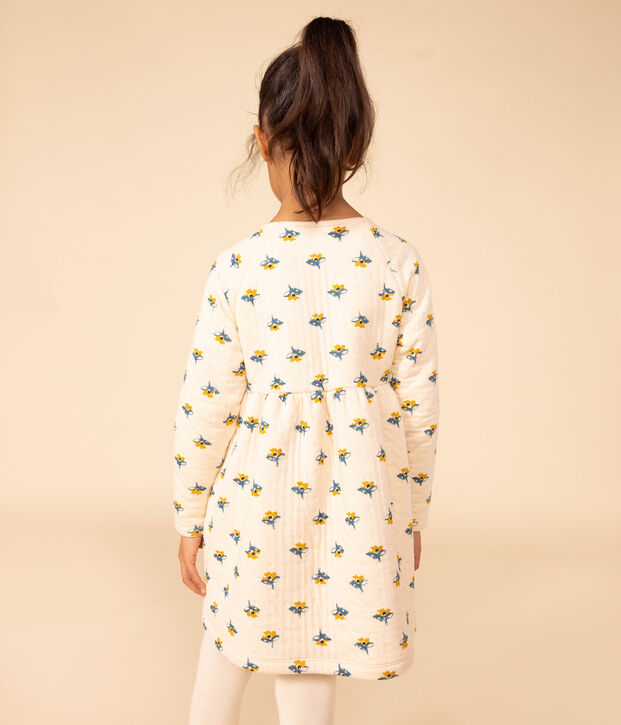 Robe manches longues en tubique imprim&eacute; enfant fille &eacute;cru/multicouleur