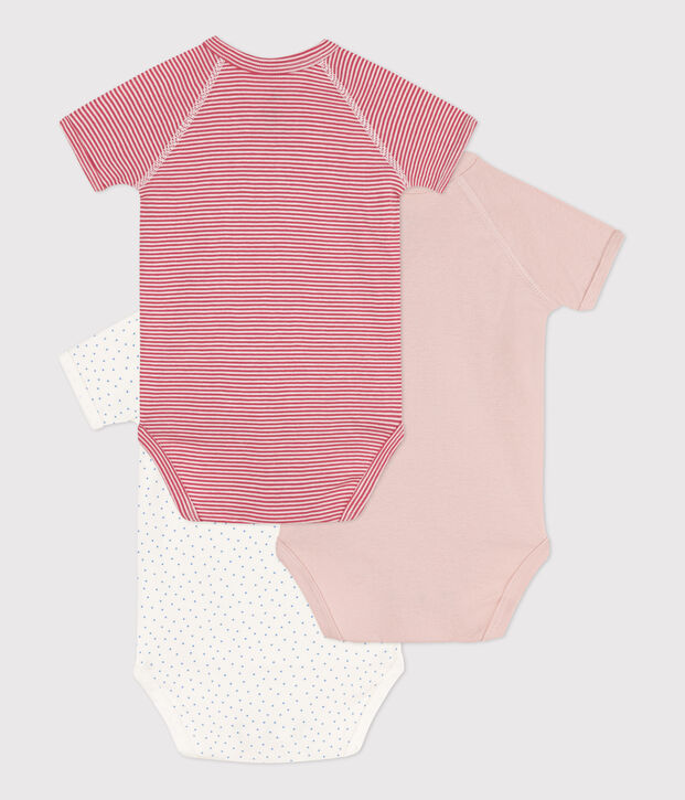Set van 3 katoenen overslagbody's met print en korte mouwen multicouleur