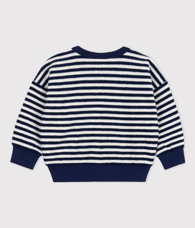 Sweatshirt in boucl&eacute;badstof voor baby's blauw/wit