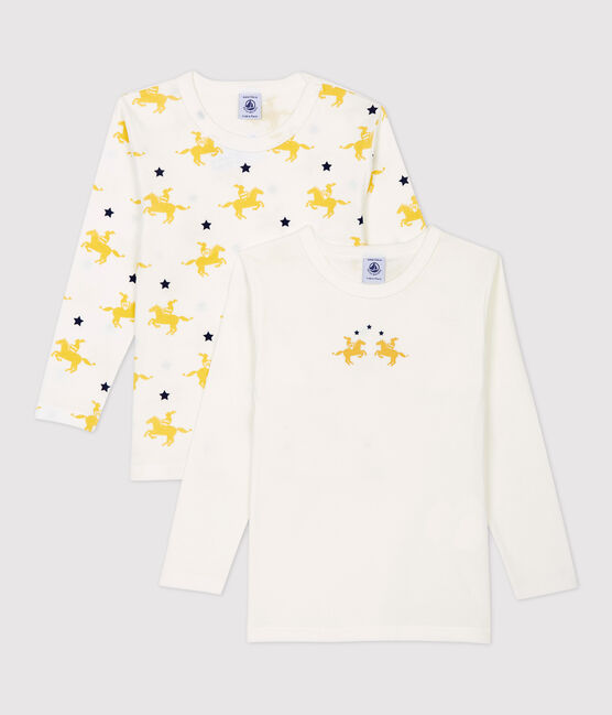 Set van 2 katoenen jongens t-shirts met lange mouwen en ridderprint variante 1