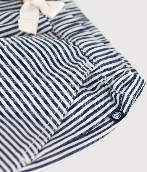 Linnen babybroek blauw/wit