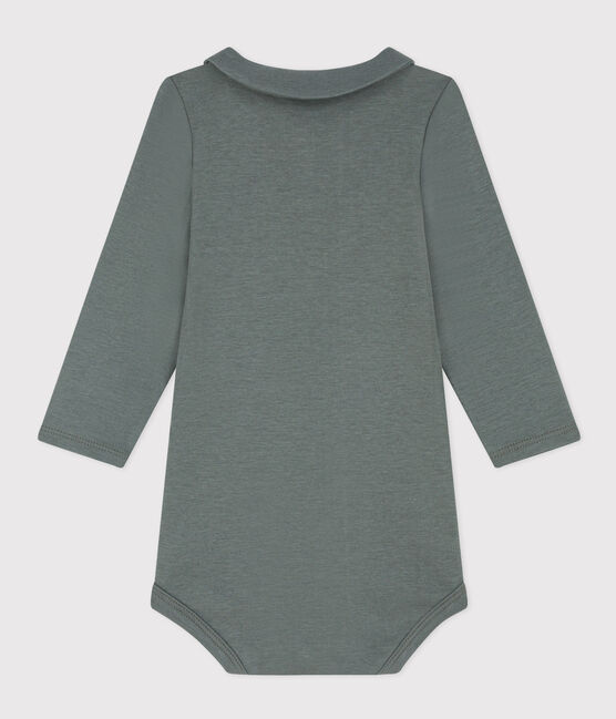 Katoenen body met lange mouwen enkraagje voor baby's groen THUYA