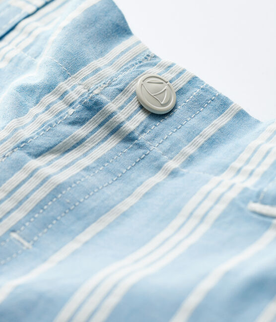 Short rayé en popeline bébé garçon bleu JASMIN/blanc MARSHMALLOW