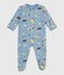 Babypyjama van geruwde fleece met opening op de rug en print ADRIATIC/ MARSHMALLOW