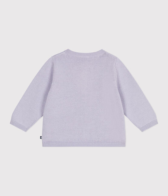 Effen gebreid babyvestje in katoen purper PARME