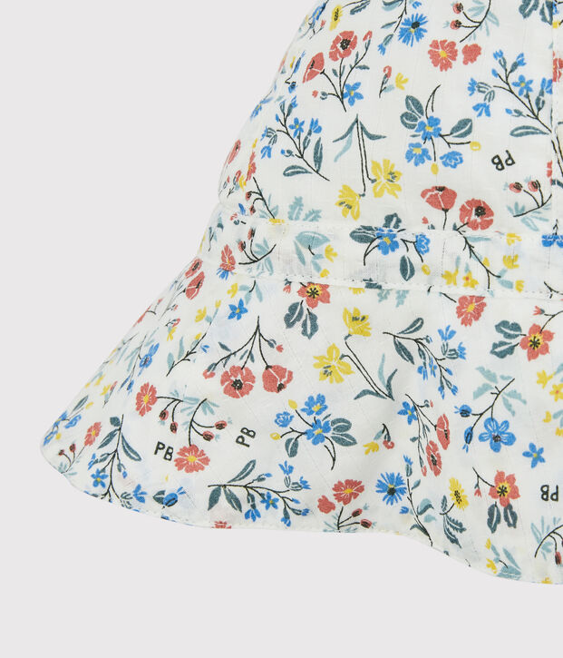 Capeline en popeline enfant fille blanc/multicouleur