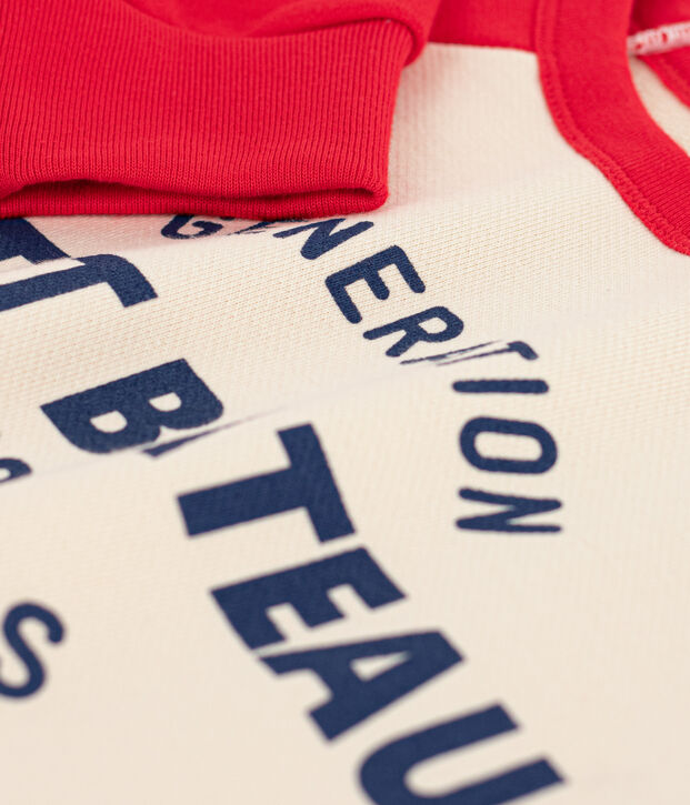 Sweatshirt en molleton enfant fille / gar&ccedil;on rouge/&eacute;cru