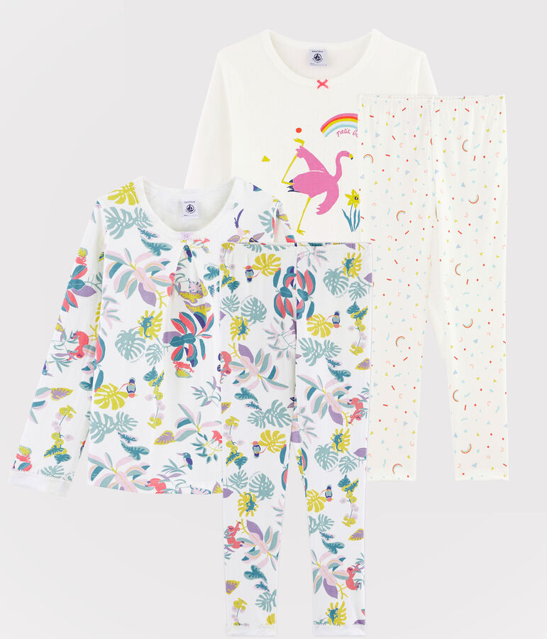 Lot de 2 pyjamas petite fille en c&ocirc;te et tubique multicouleur