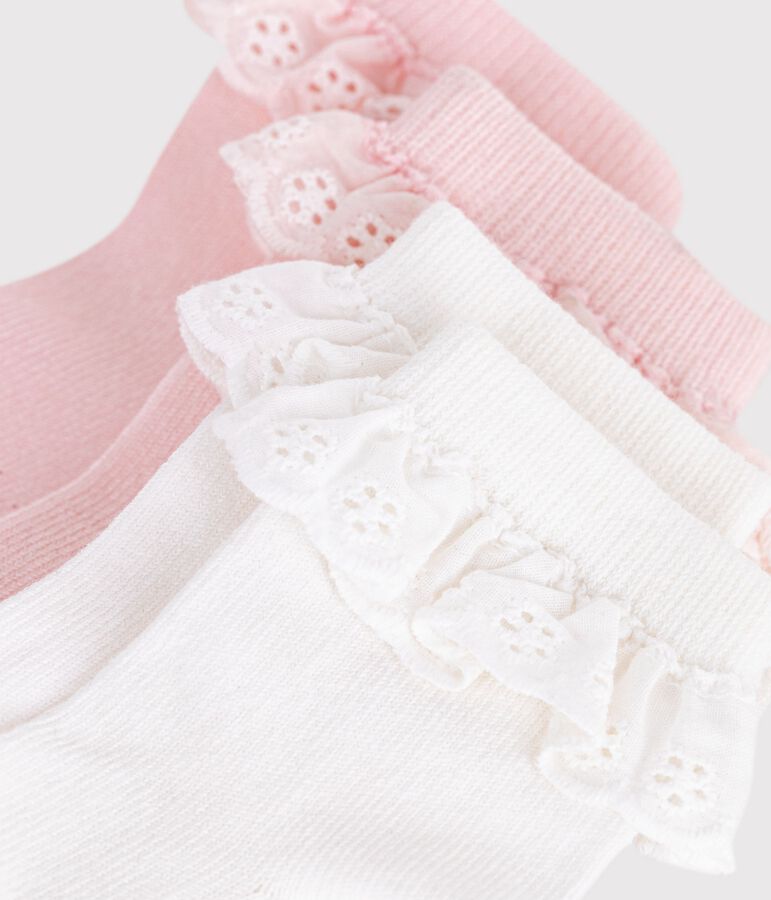 2 paires de chaussettes b&eacute;b&eacute; en coton avec volants multicouleur