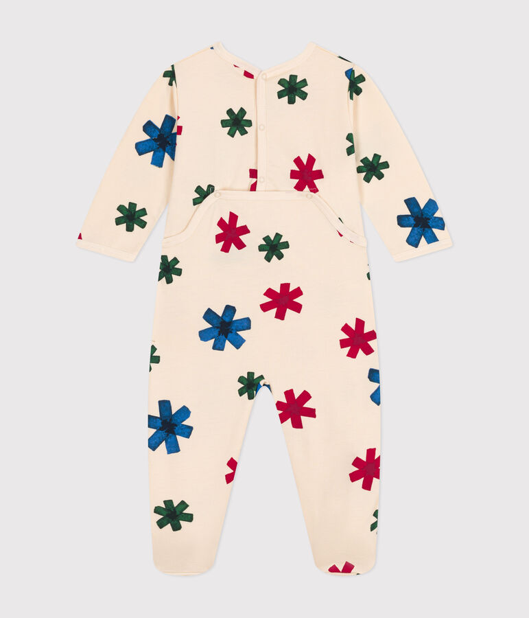 Babypyjama van molton met opdruk 'happy family' ecru/multicouleur